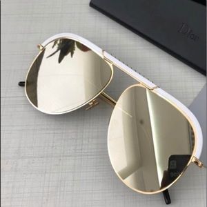 Dior Desertic White Sunglasses, no risk. Aviator Mirroed. Includes Case.